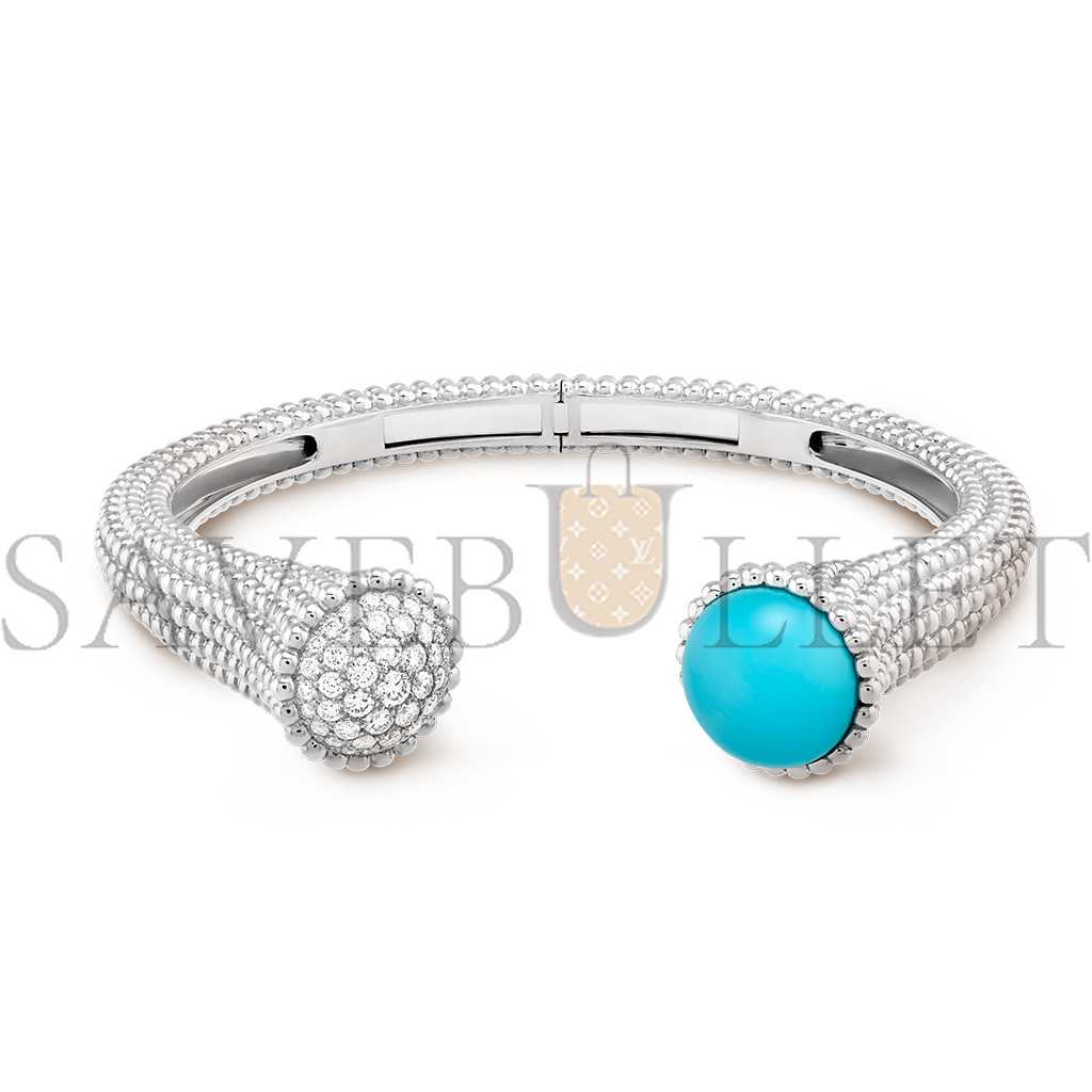 v*n cl*f arpels perlÉe couleurs bracelet, medium model - white gold, Di*m*nd, turquoise  vcarp27700